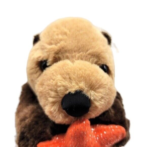 Unipak Realistic Otter Plush Brown 15" Sparkly Orange Sea Star 2014 Hang Tag - Picture 2 of 11